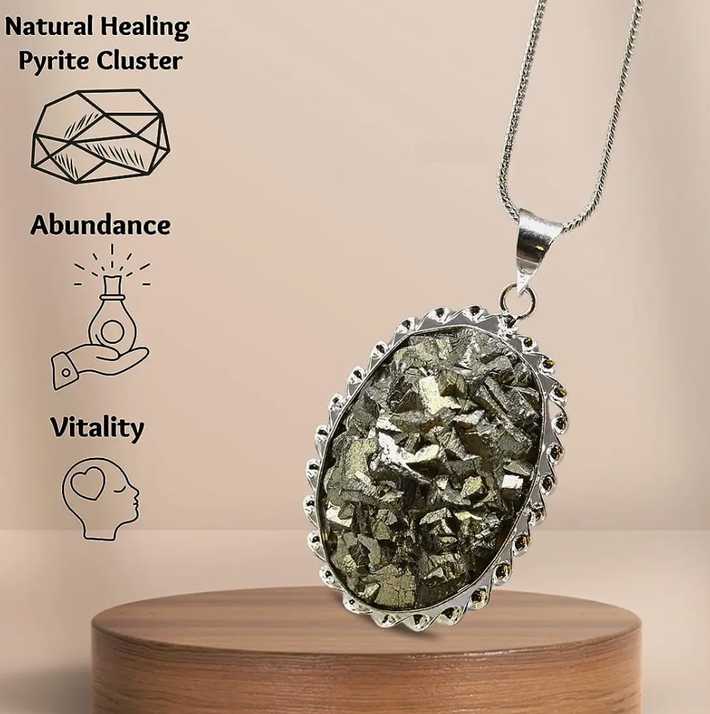 Pyrite Stone 5-30 gram Original Pendant Necklace - Certified Pyrite Pendant for Men and Women - Real Pirate Stone Crystal Pendant for Money, Wealth, Abundance and Success - Image 3