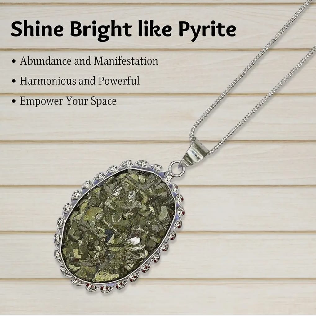 Pyrite Stone 5-30 gram Original Pendant Necklace - Certified Pyrite Pendant for Men and Women - Real Pirate Stone Crystal Pendant for Money, Wealth, Abundance and Success