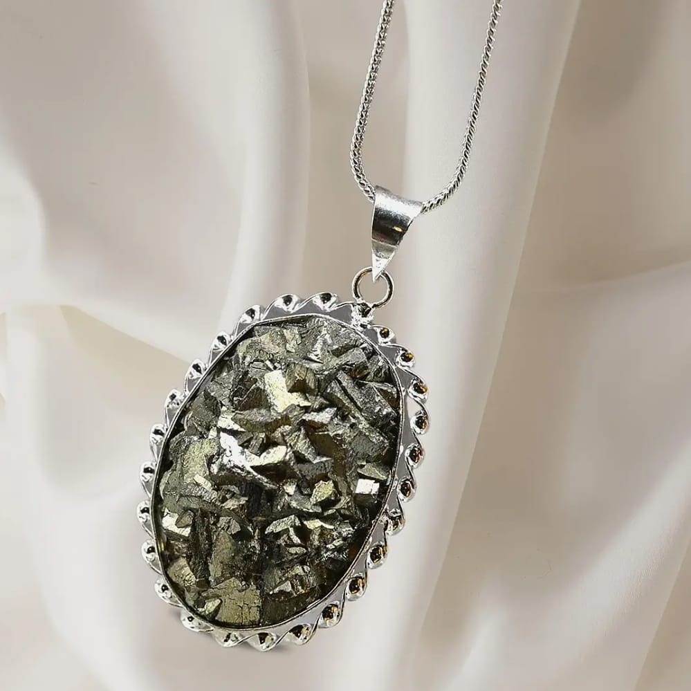 Pyrite Stone 5-30 gram Original Pendant Necklace - Certified Pyrite Pendant for Men and Women - Real Pirate Stone Crystal Pendant for Money, Wealth, Abundance and Success - Image 2