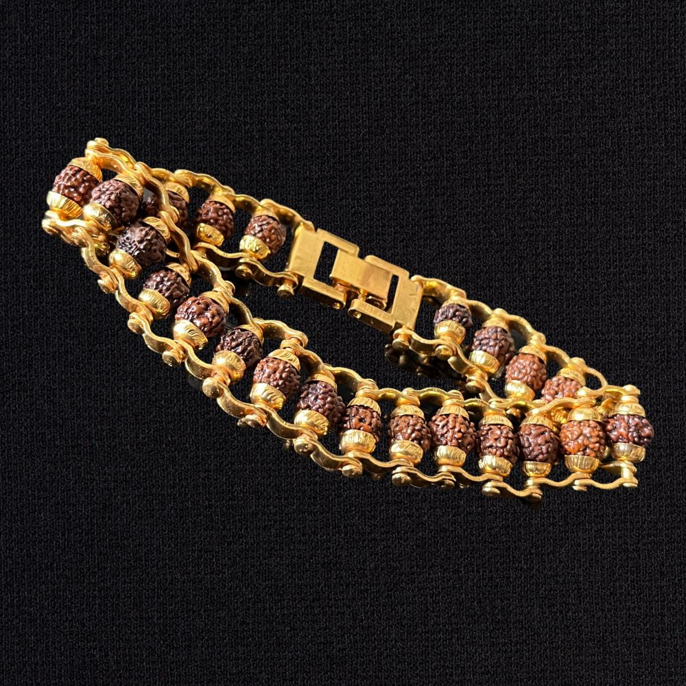7 Mukhi Gold plated Modern Rudraksha Bracelet for Men and Women - Image 2