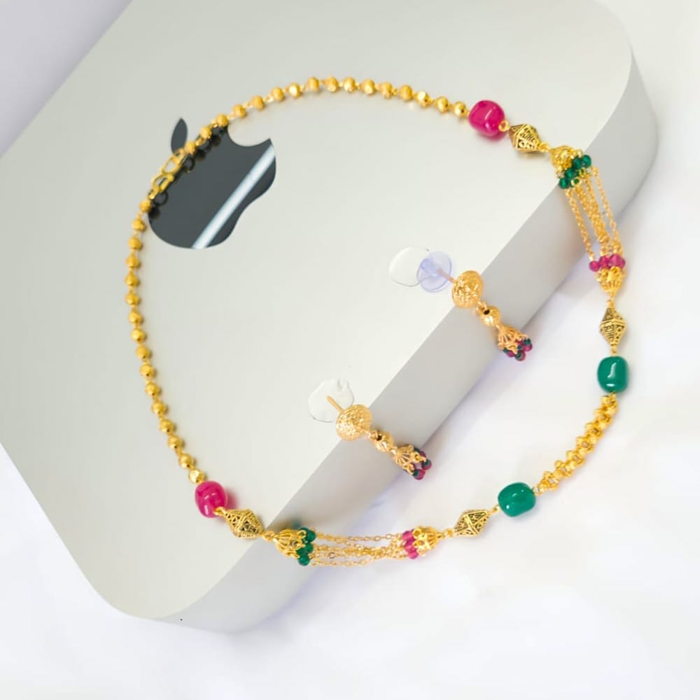 Gold plated necklace with earring for women - Image 3