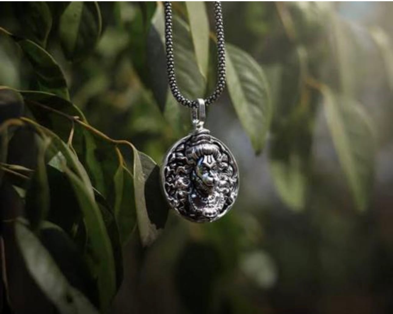 Silver-Plated God Hanuman Pendant Lord Bajrang Bali Locket+Chain For Men & Women - Image 6